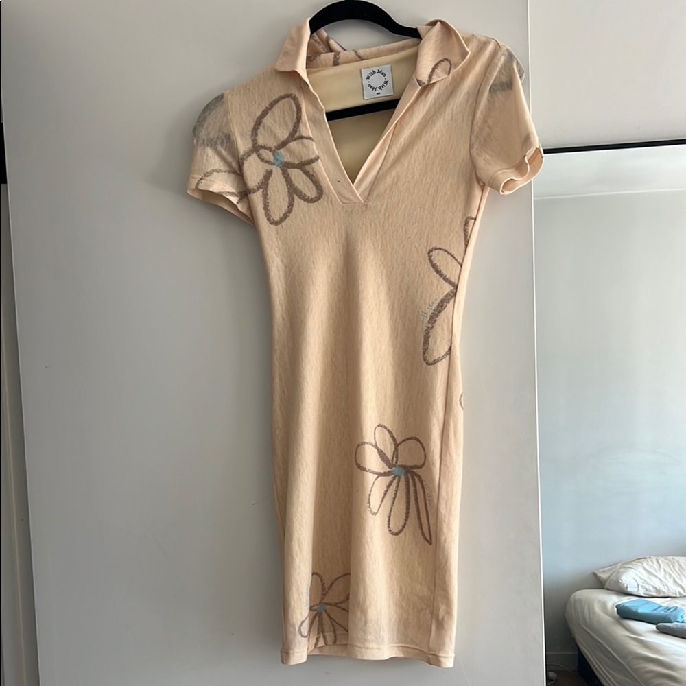 With Jean Gold Puff Sleeve Mini Dress